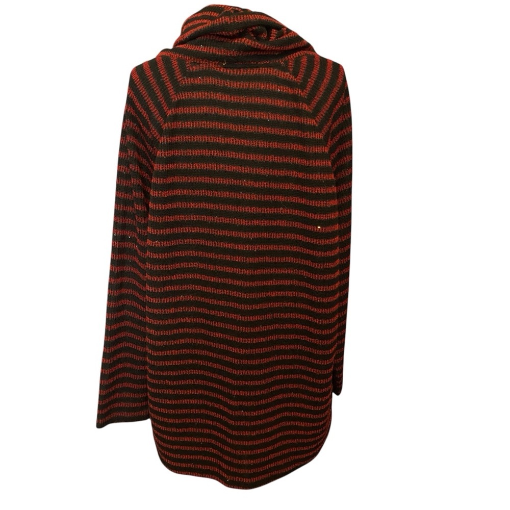 Ruby Rd. Striped Cowl Neck Sweater in Black and Red with Sparkly Sequins - Picture 2 of 10